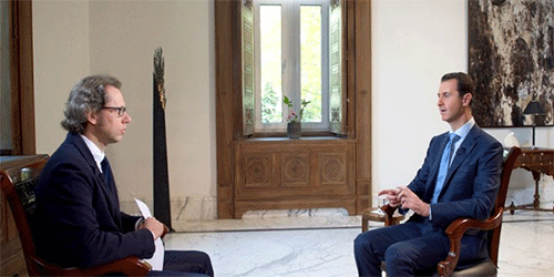 El presidente de Siria, Bashar al Assad, durante la entrevista Al Assad asegura que Daesh ’no cuenta con una incubadora en Siria’